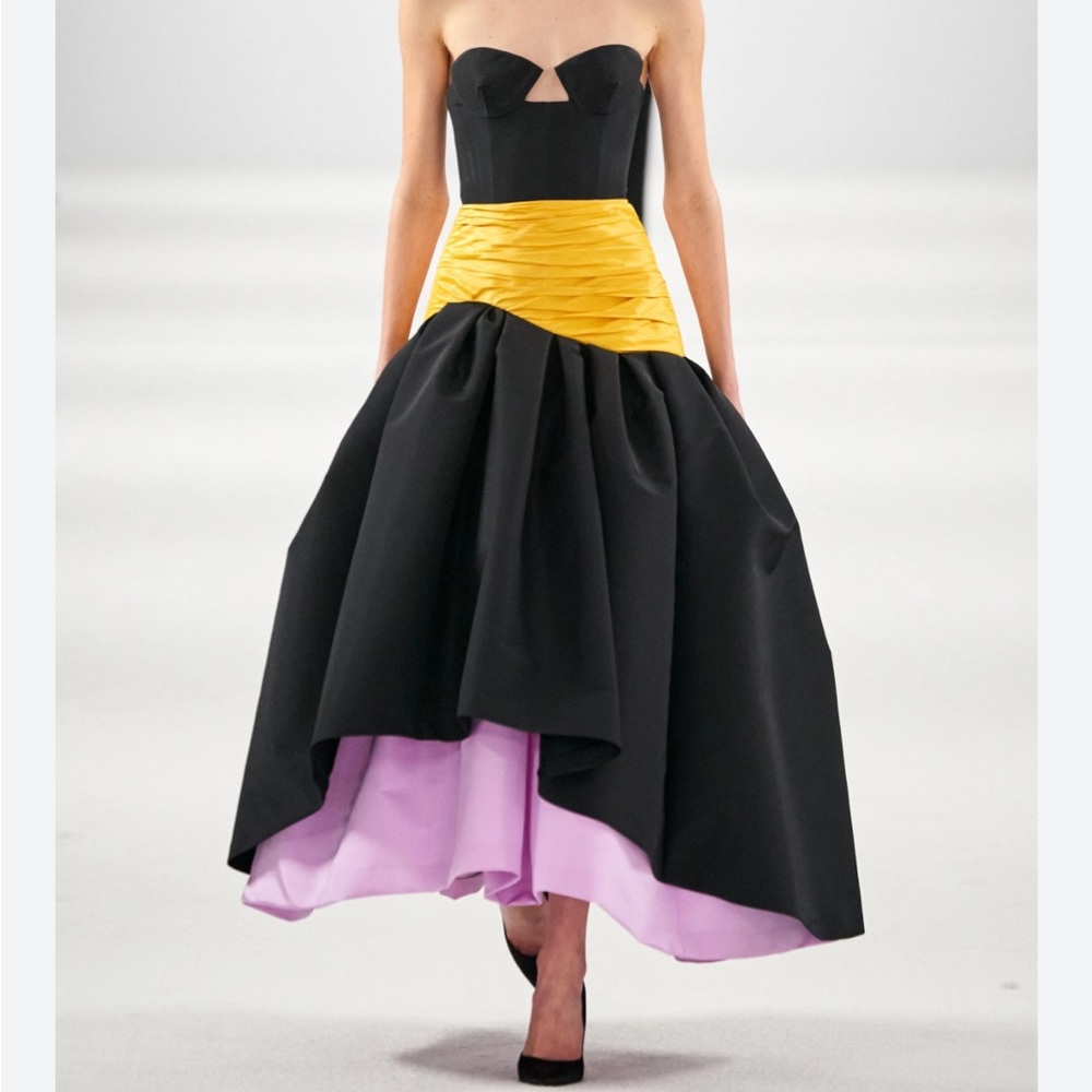 Carolina Herrera Black and Yellow Strapless Dress